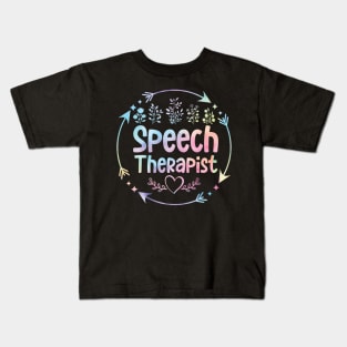 Speech Therapist cute floral watercolor Kids T-Shirt